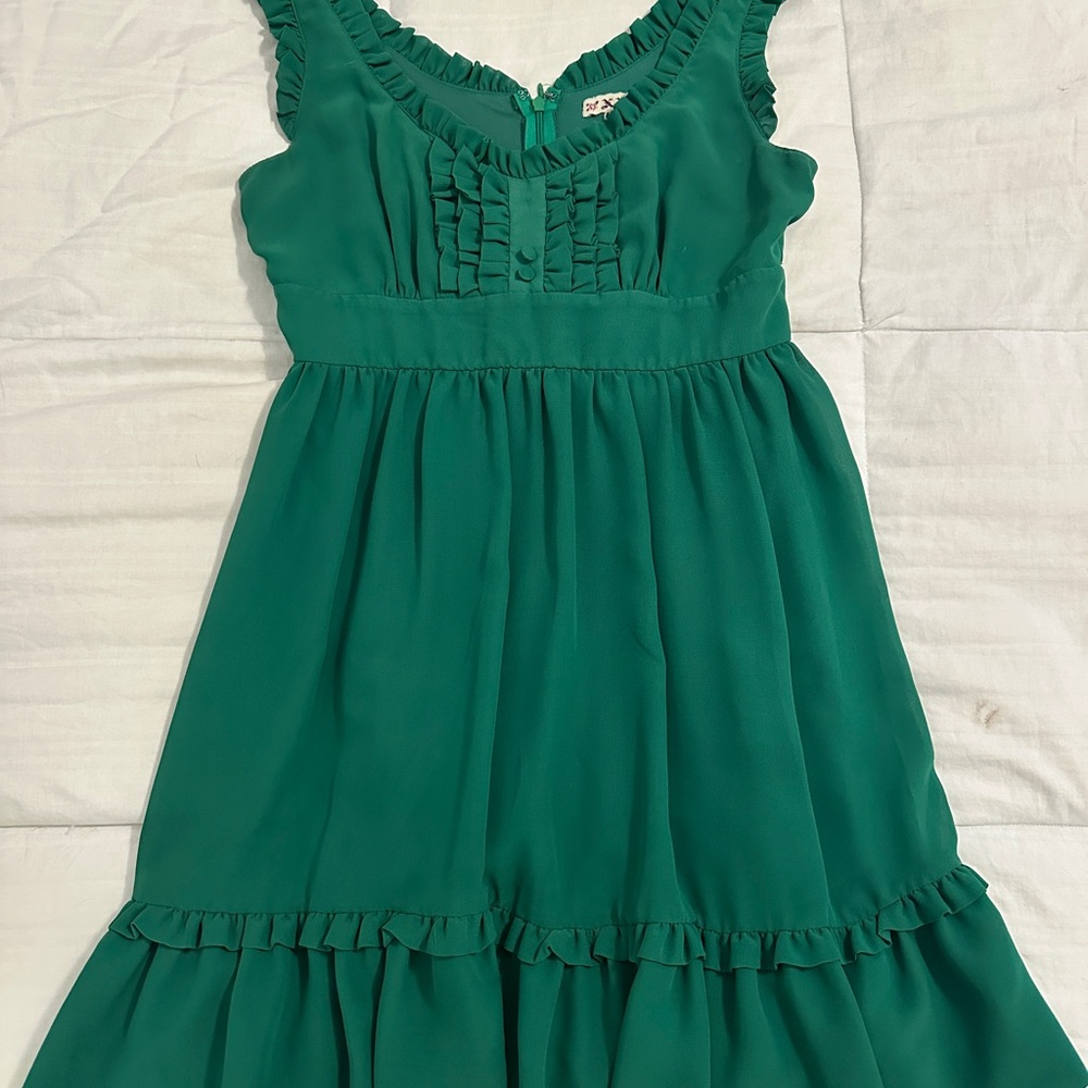 XXJ Green Ruffled Mini Dress
